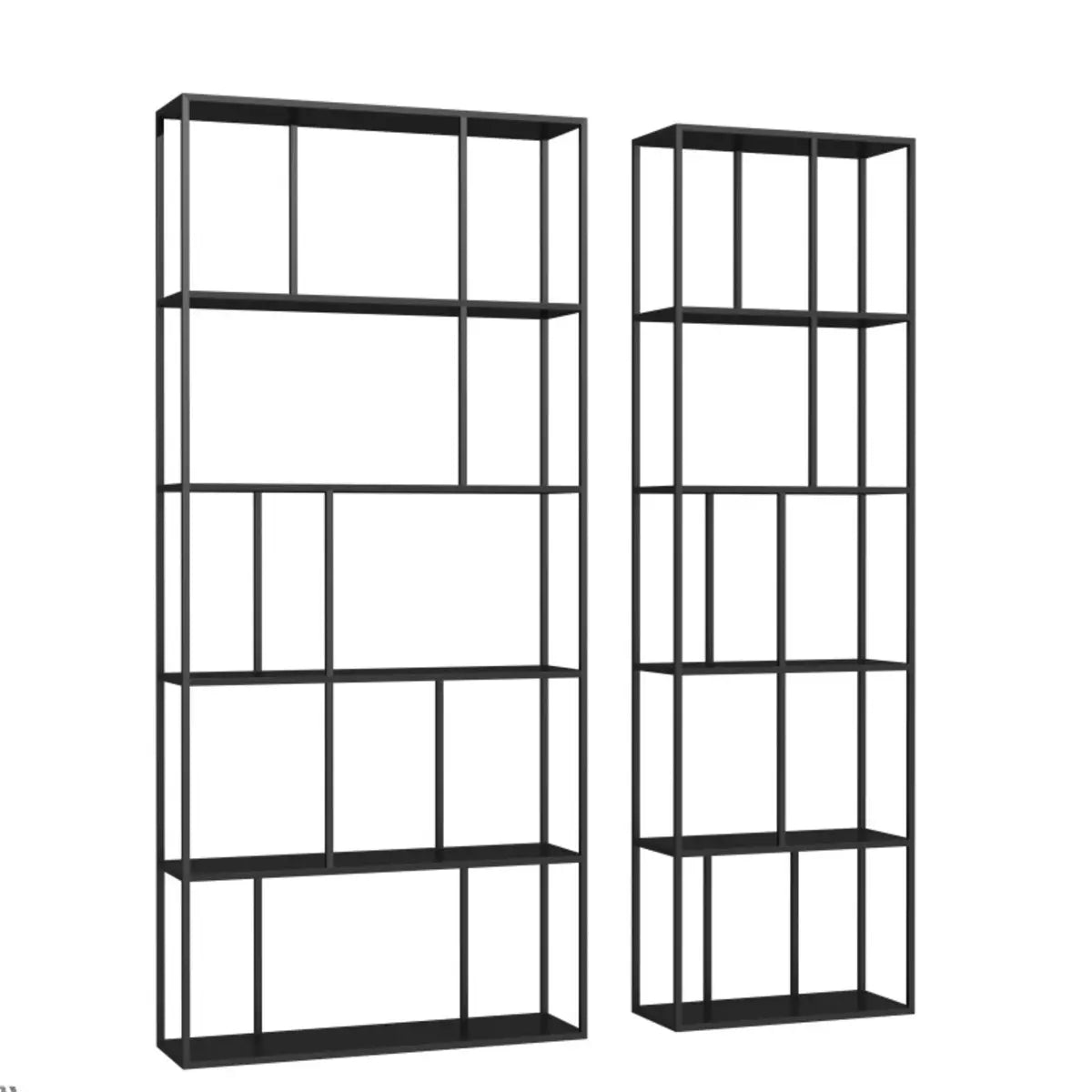 Modern Open-Back 6-Shelf Unit Vertical Iron Bookcase Image - 2