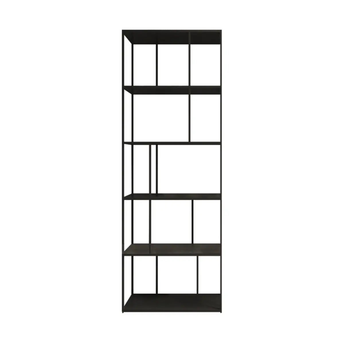 Modern Open-Back 6-Shelf Unit Vertical Iron Bookcase Image - 5