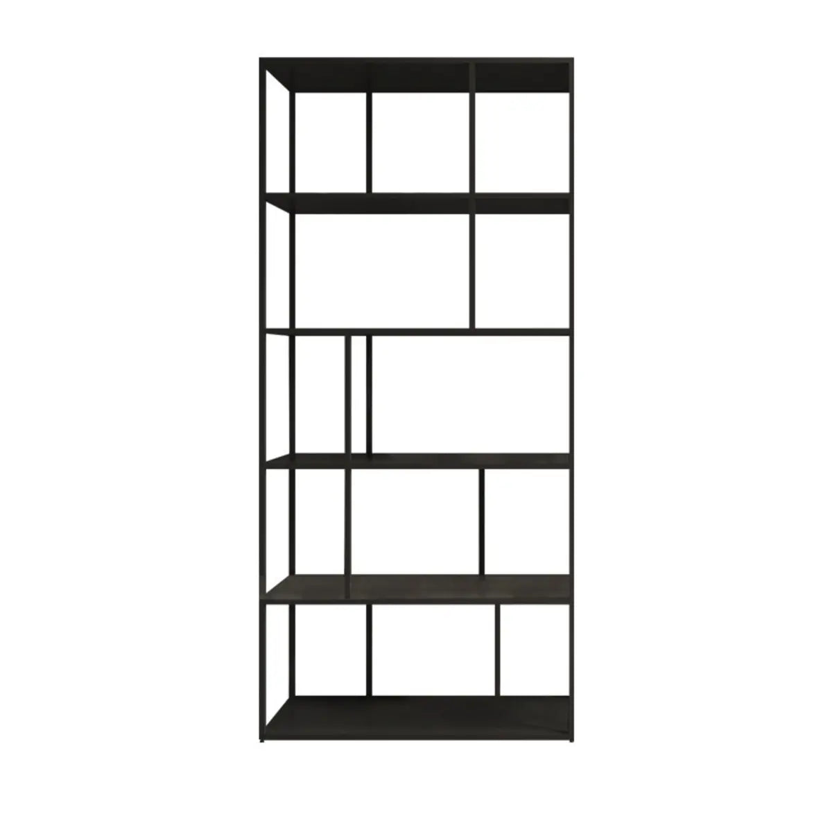 Modern Open-Back 6-Shelf Unit Vertical Iron Bookcase Image - 6