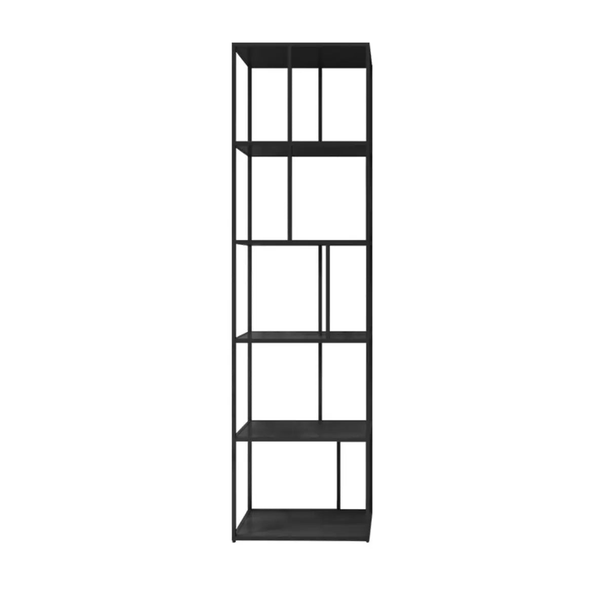 Modern Open-Back 6-Shelf Unit Vertical Iron Bookcase Image - 7