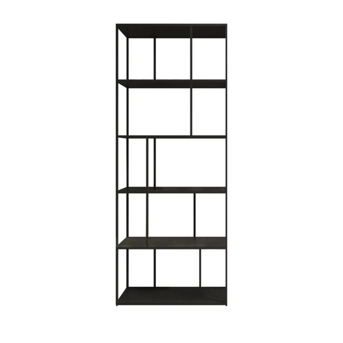 Modern Open-Back 6-Shelf Unit Vertical Iron Bookcase Image - 8