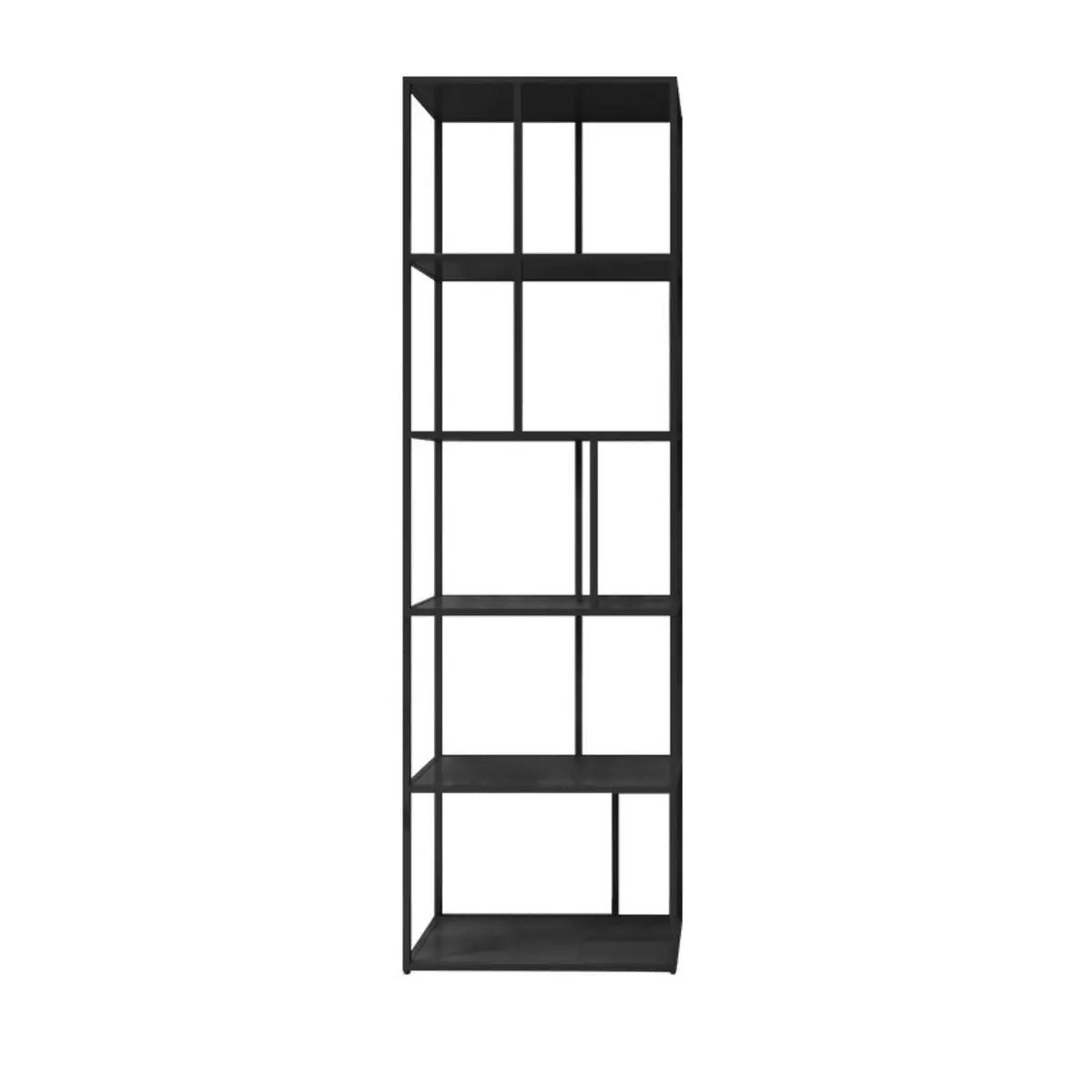 Modern Open-Back 6-Shelf Unit Vertical Iron Bookcase Image - 9