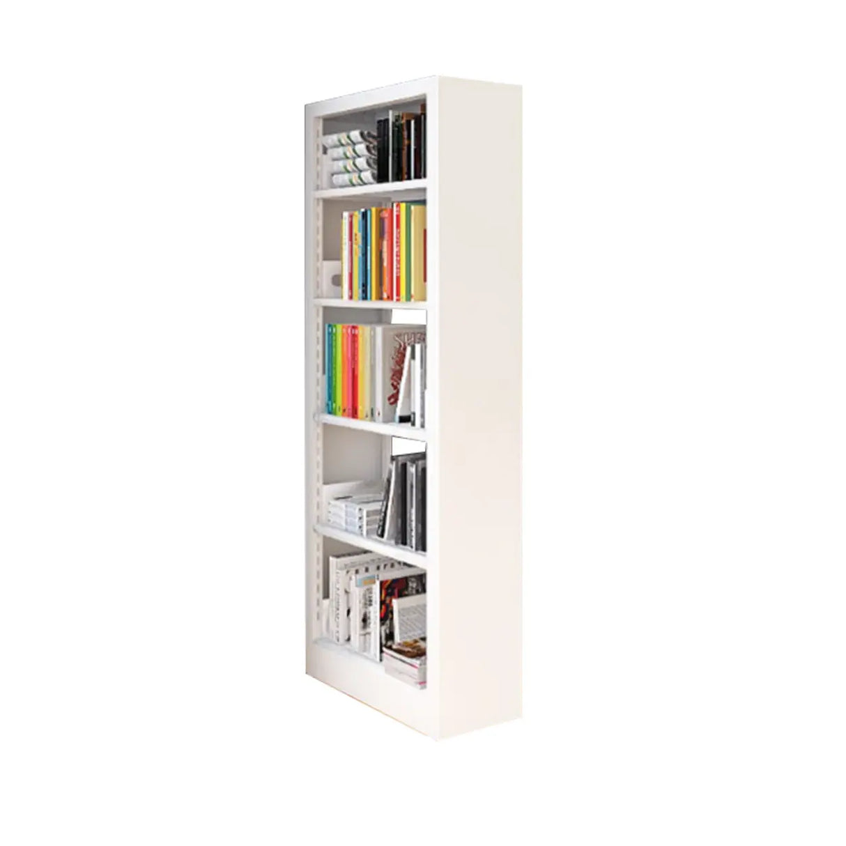 Modern Open Back Rectangular White Steel Bookshelf Image - 2