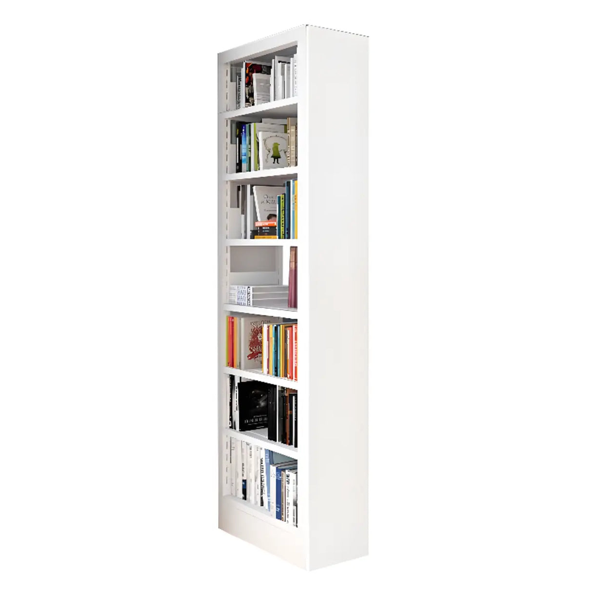 Modern Open Back Rectangular White Steel Bookshelf Image - 3