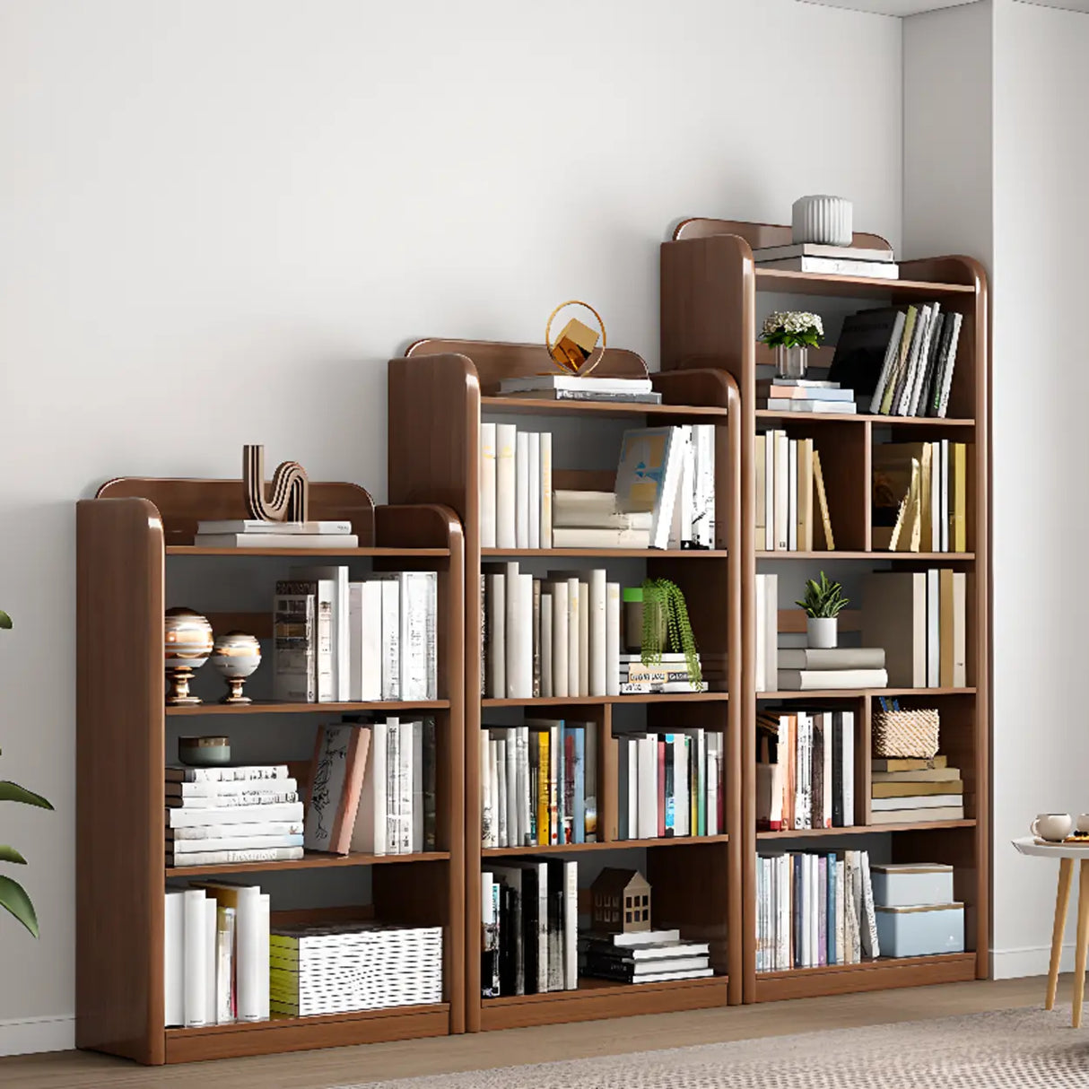 Modern Open Back Vertical Wooden Storage Bookshelf Image - 1