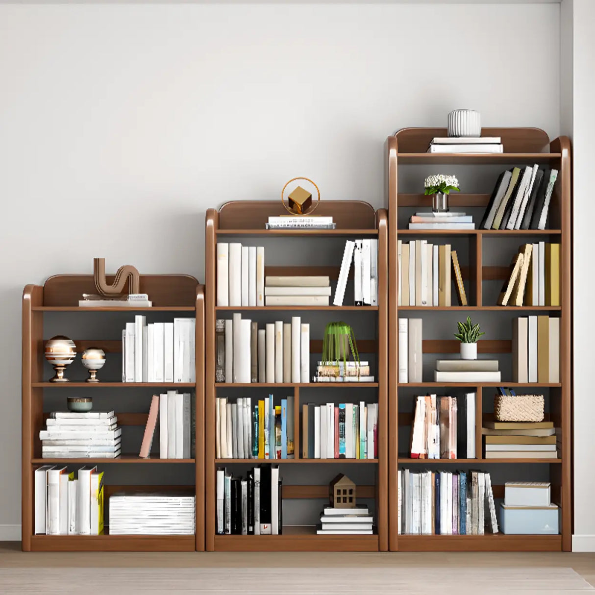 Modern Open Back Vertical Wooden Storage Bookshelf Image - 10