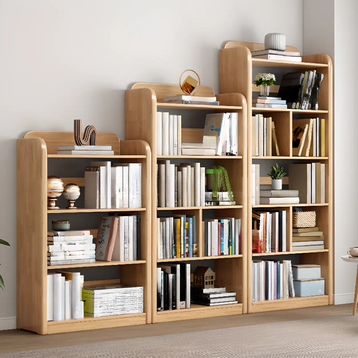 Modern Open Back Vertical Wooden Storage Bookshelf Image - 12