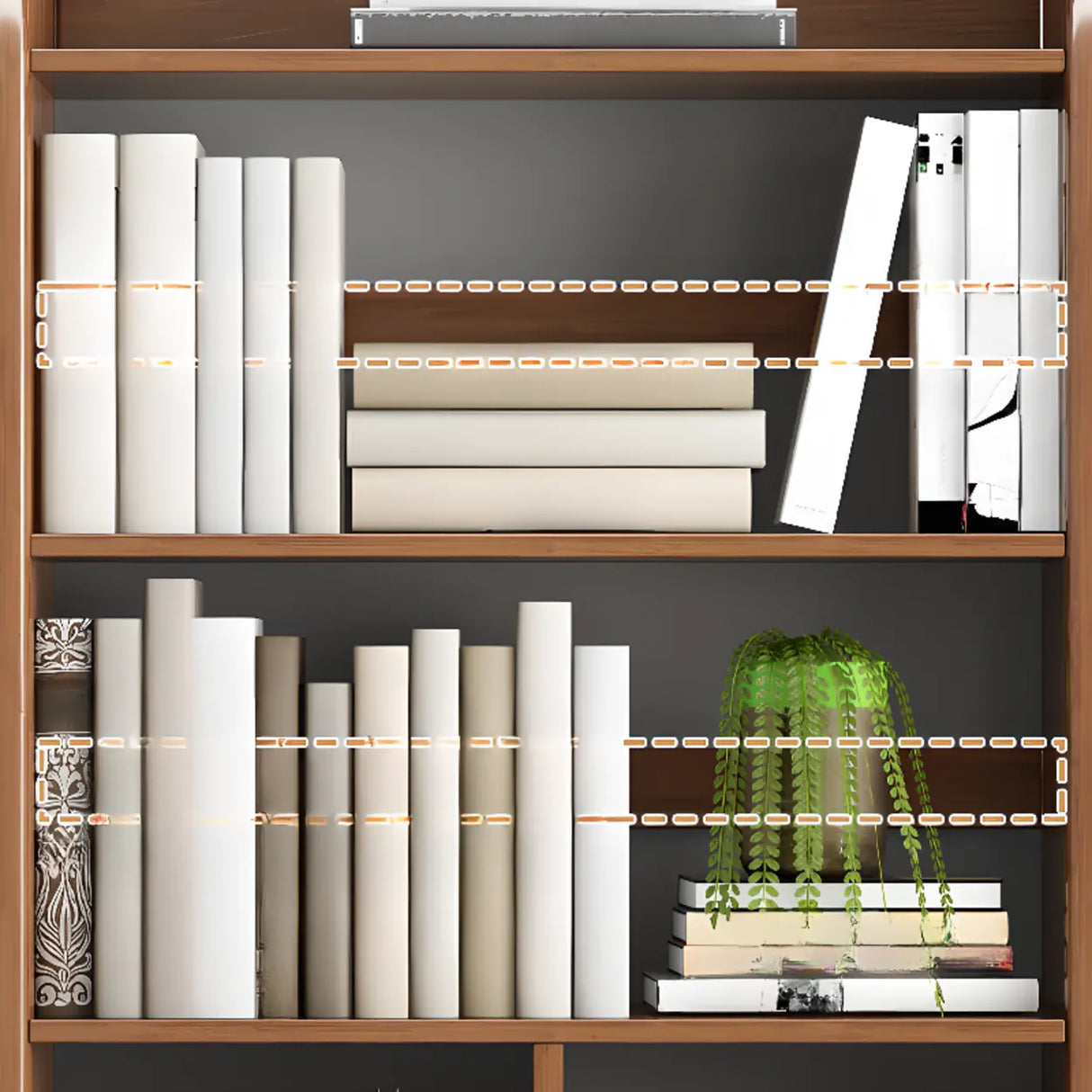Modern Open Back Vertical Wooden Storage Bookshelf Image - 15