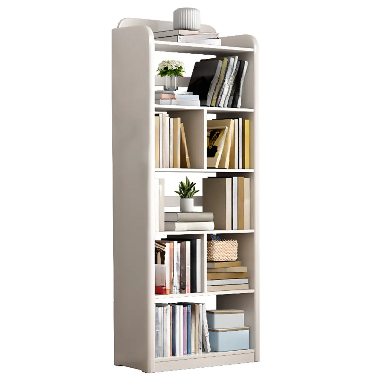 Modern Open Back Vertical Wooden Storage Bookshelf Image - 17