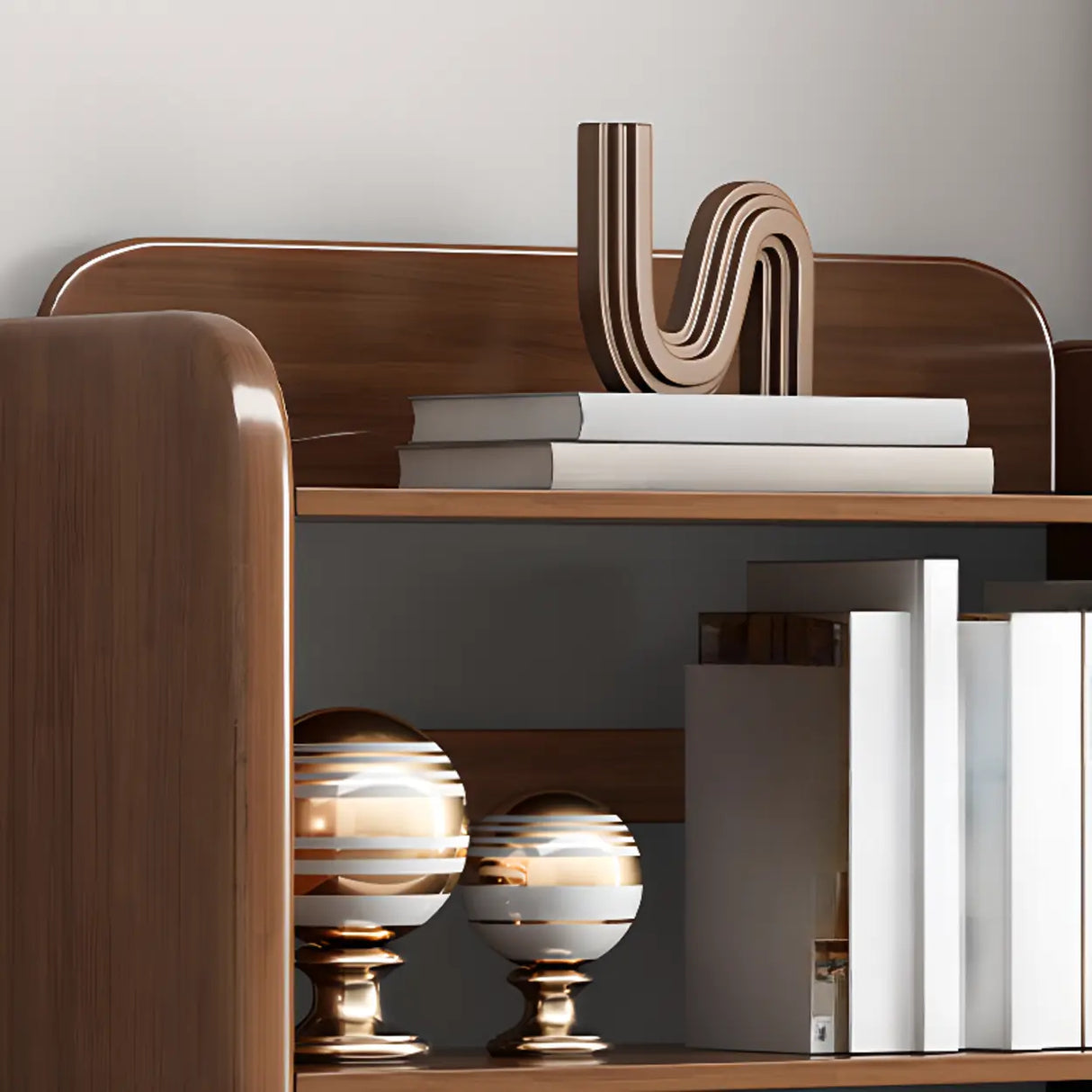 Modern Open Back Vertical Wooden Storage Bookshelf Image - 18