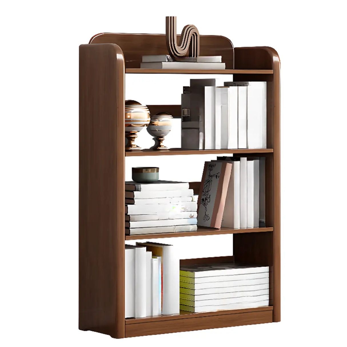 Modern Open Back Vertical Wooden Storage Bookshelf Image - 2