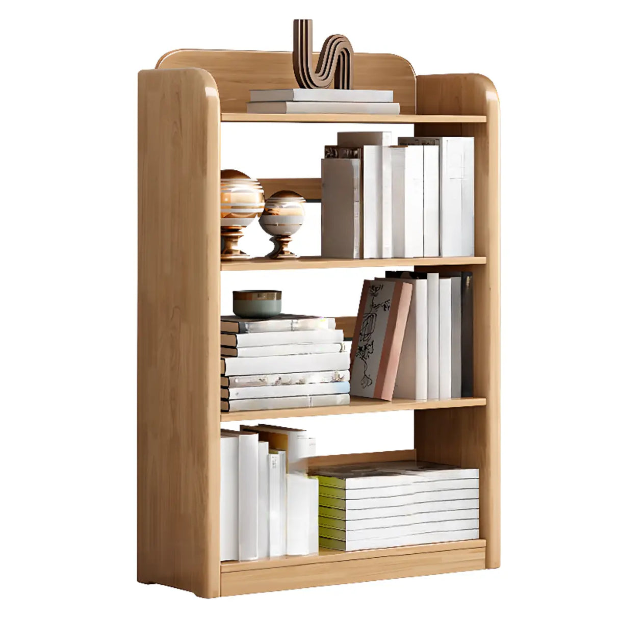 Modern Open Back Vertical Wooden Storage Bookshelf Image - 3