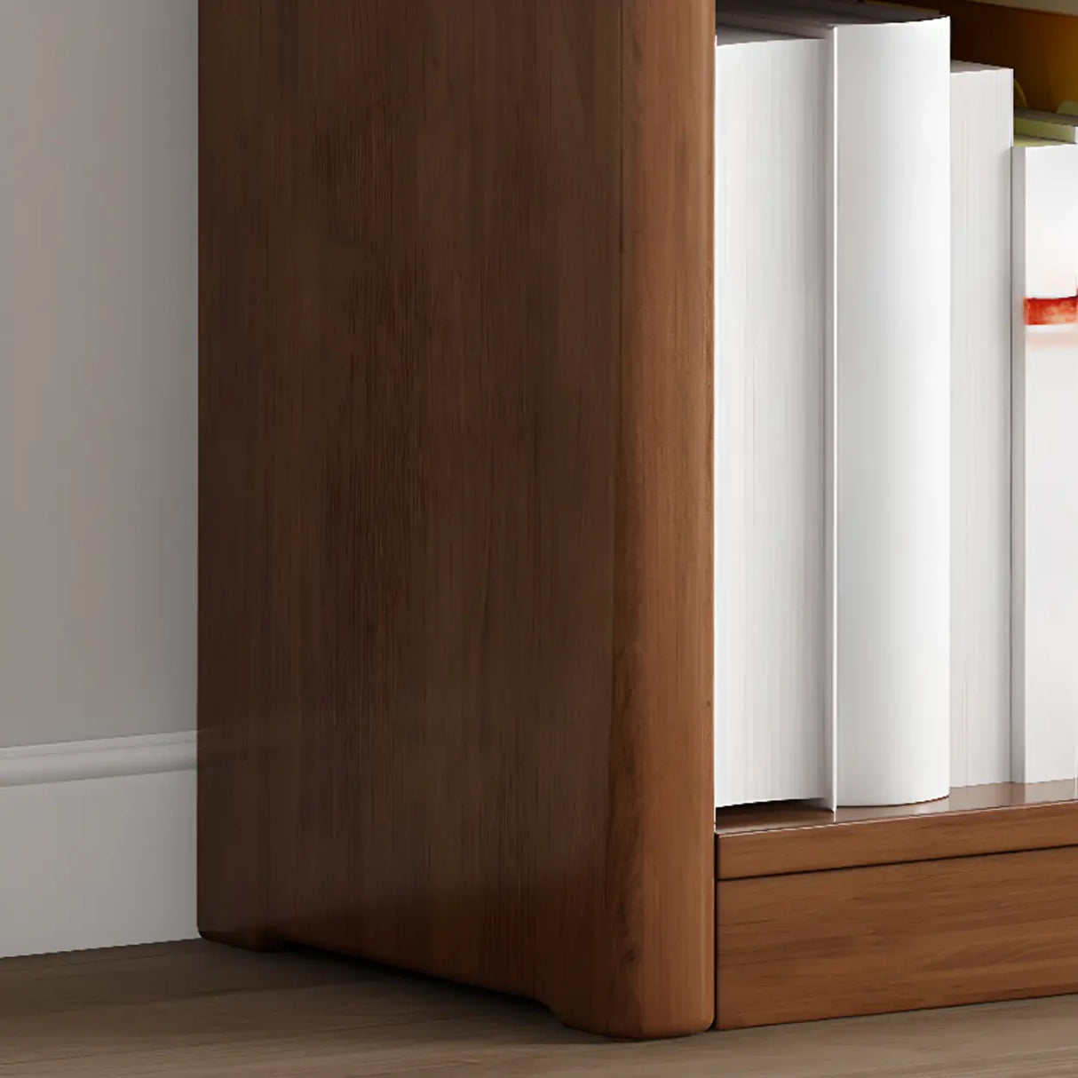 Modern Open Back Vertical Wooden Storage Bookshelf Image - 4