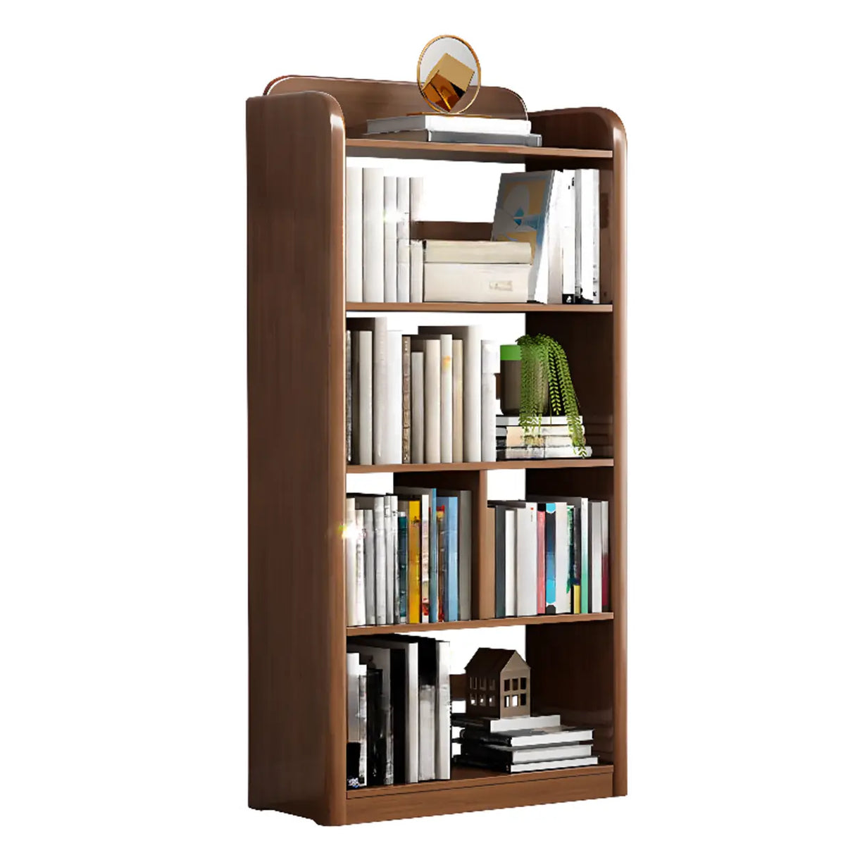 Modern Open Back Vertical Wooden Storage Bookshelf Image - 7