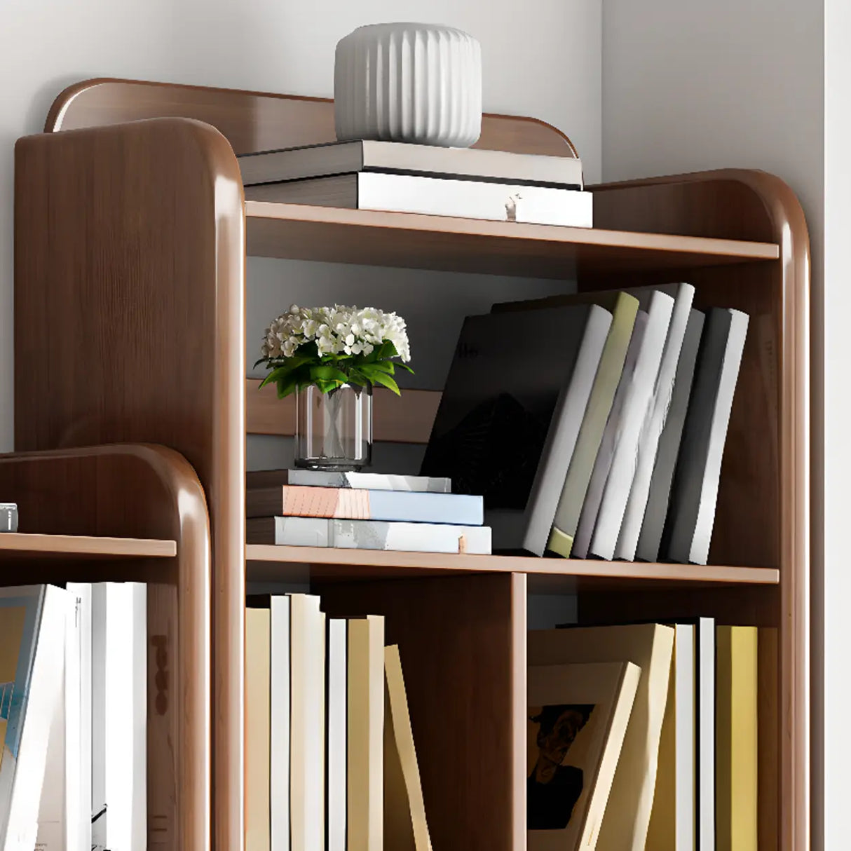 Modern Open Back Vertical Wooden Storage Bookshelf Image - 8