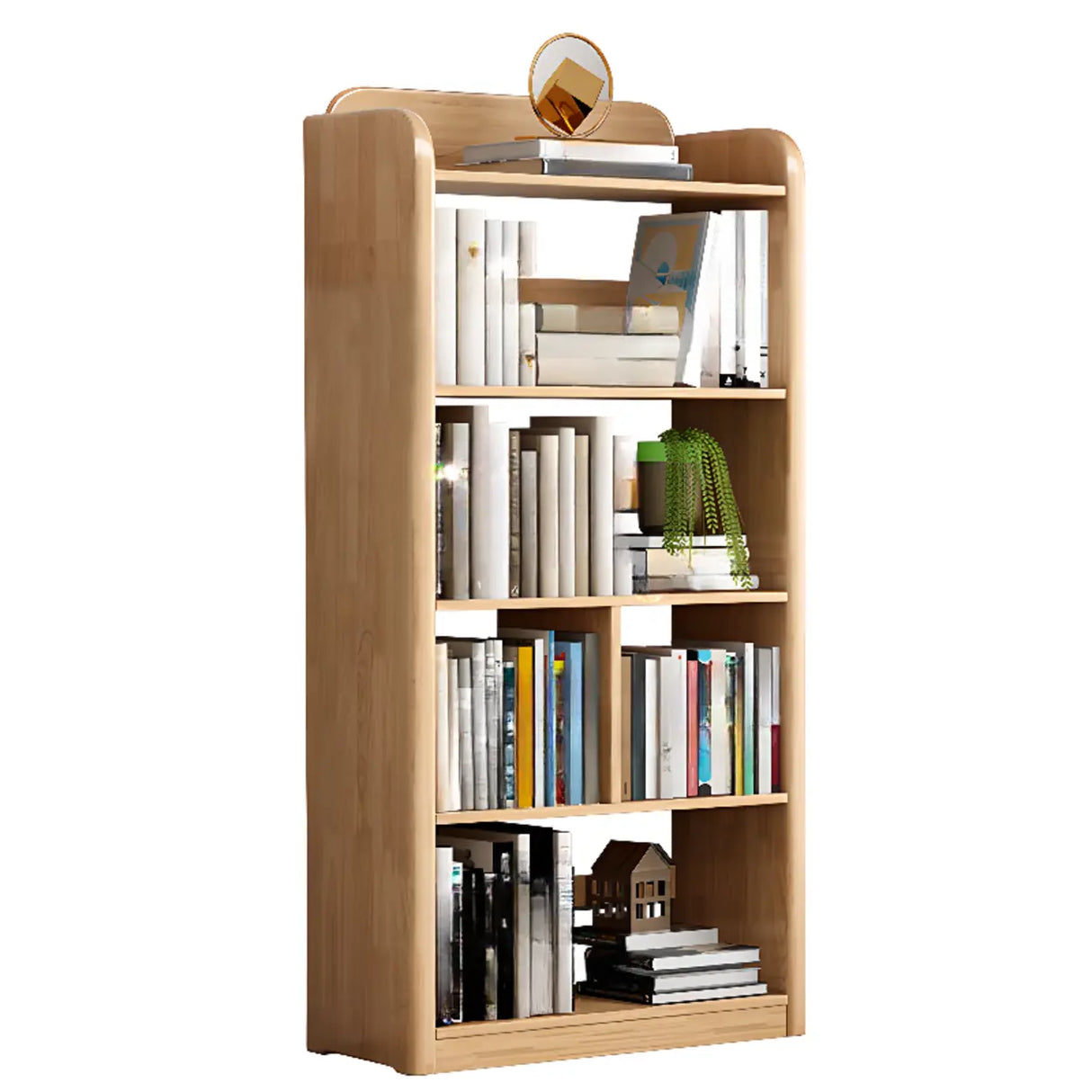 Modern Open Back Vertical Wooden Storage Bookshelf Image - 9