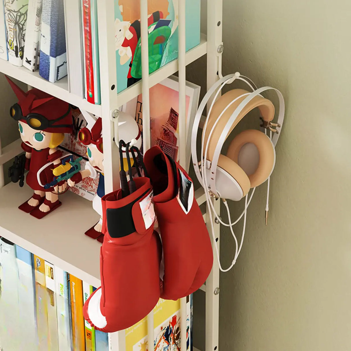 Modern Open Back White Steel Vertical Tall Bookshelf Image - 10