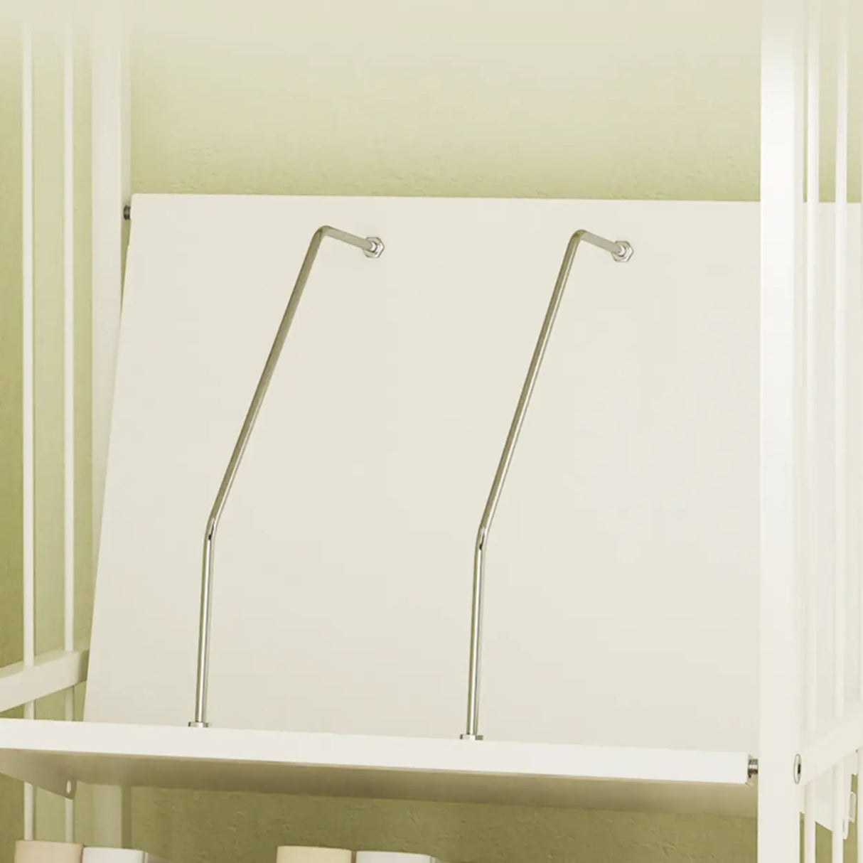 Modern Open Back White Steel Vertical Tall Bookshelf Image - 12