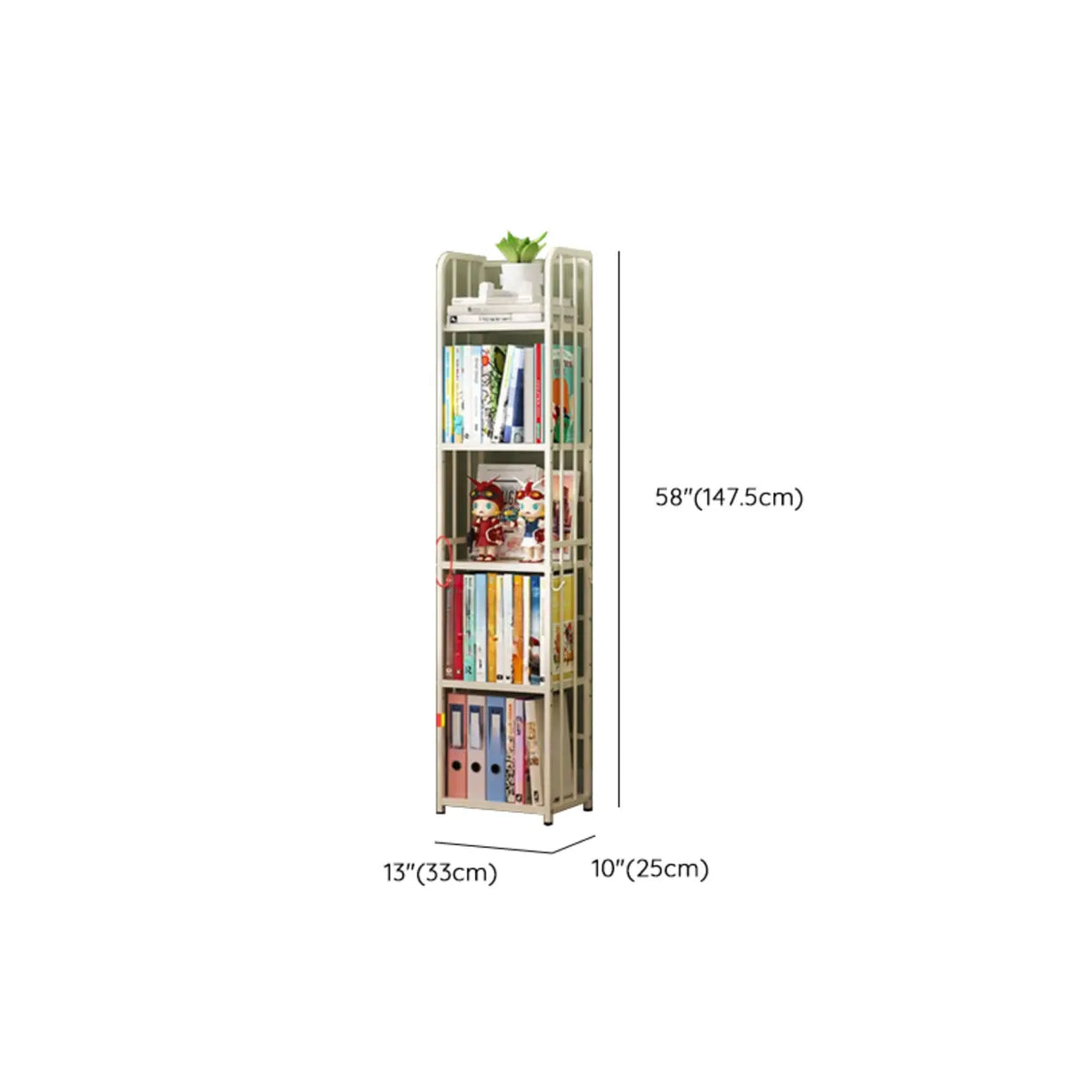 Modern Open Back White Steel Vertical Tall Bookshelf Image - 14