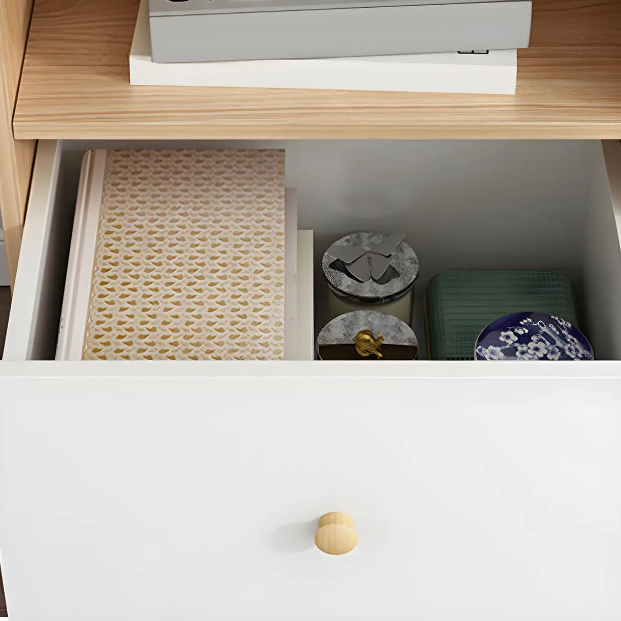 Modern Open-Back Wood Drawers Narrow Display Bookcase Image - 12