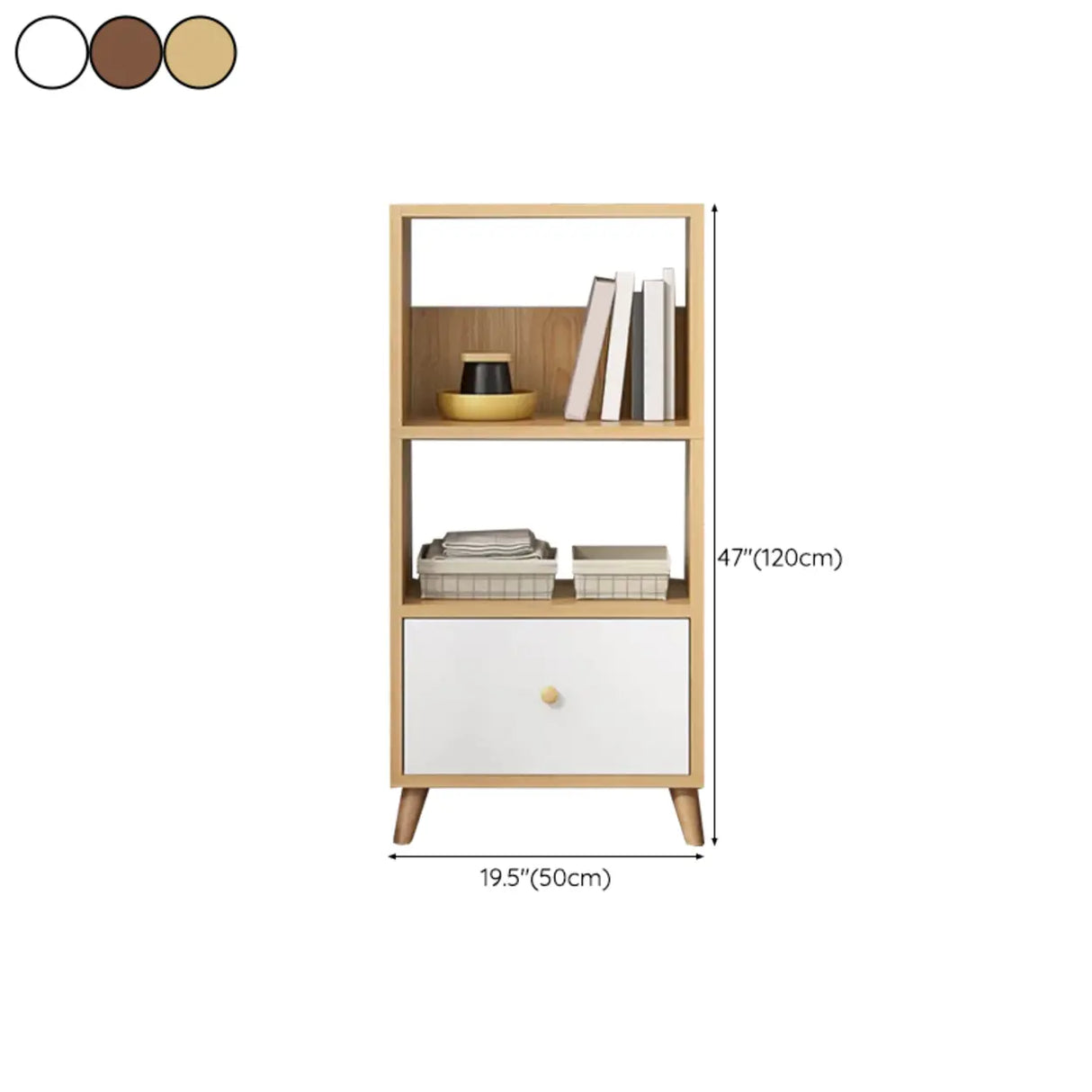 Modern Open-Back Wood Drawers Narrow Display Bookcase Image - 19