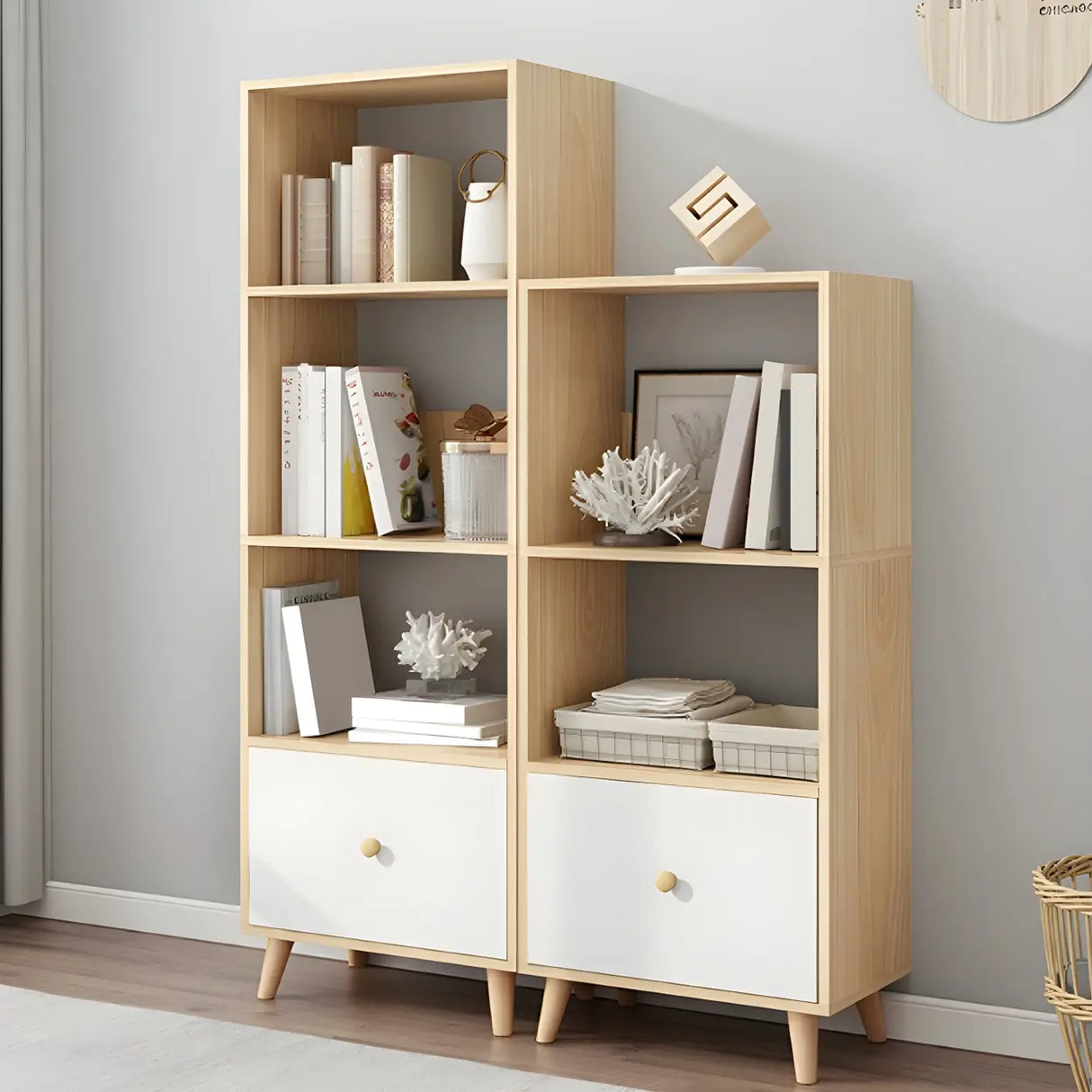 Modern Open-Back Wood Drawers Narrow Display Bookcase Image - 1