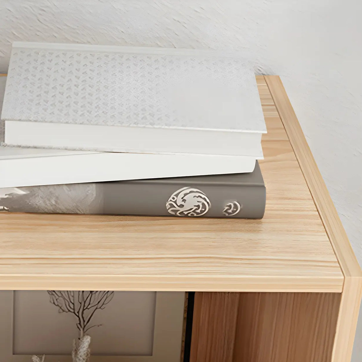 Modern Open-Back Wood Drawers Narrow Display Bookcase Image - 6