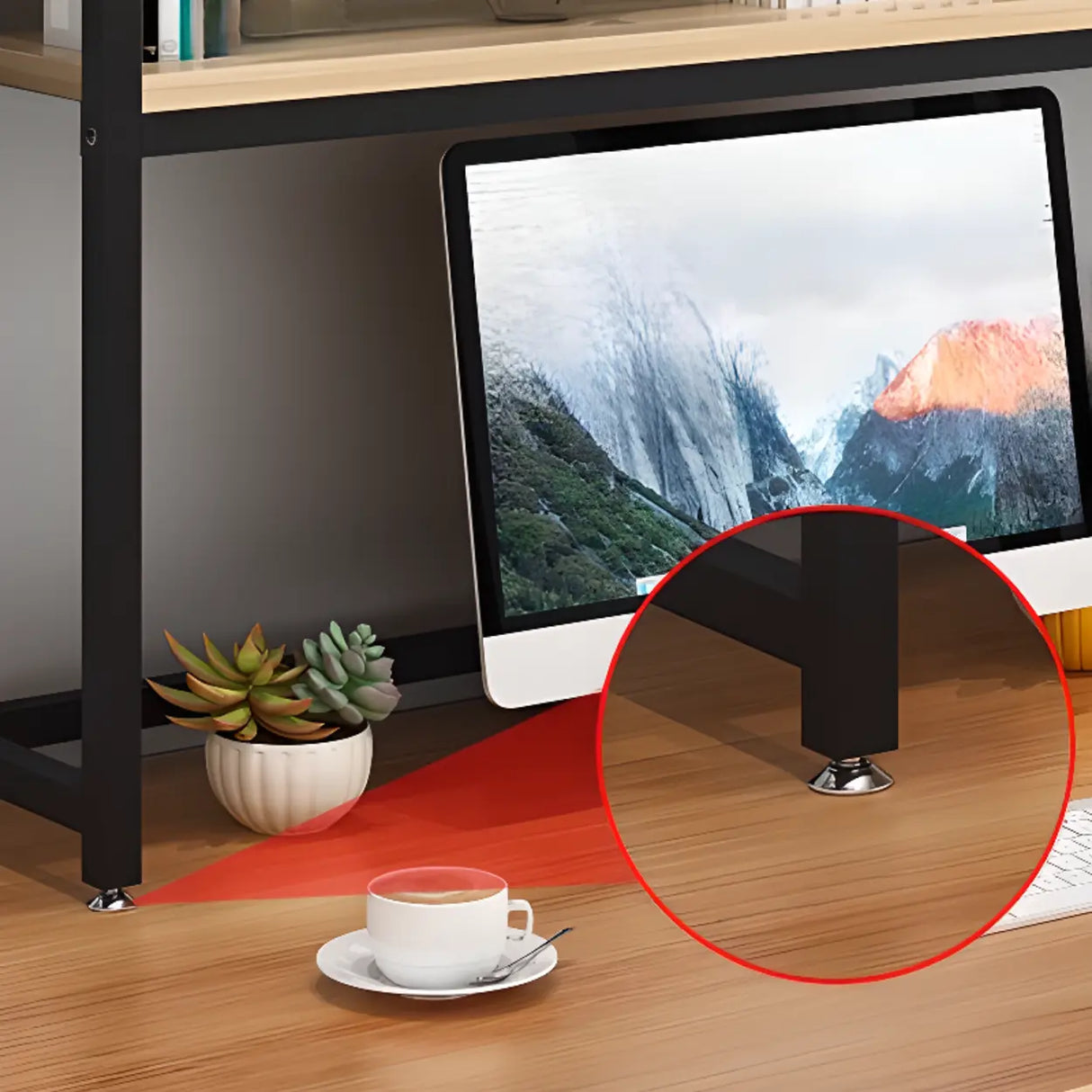 Modern Open Metal Frame White Desktop Storage Bookshelf Image - 10