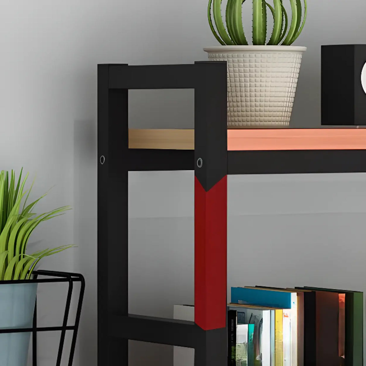 Modern Open Metal Frame White Desktop Storage Bookshelf Image - 9