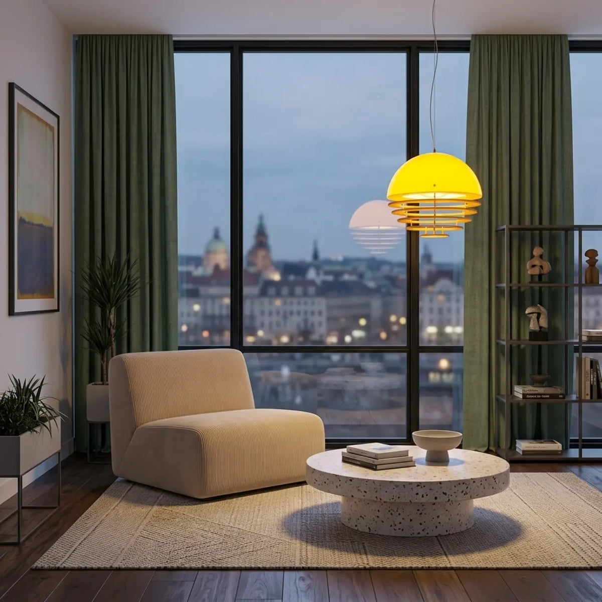 Modern Orange 3-Light Pendant Light with Layered Glass Shade Image - 4
