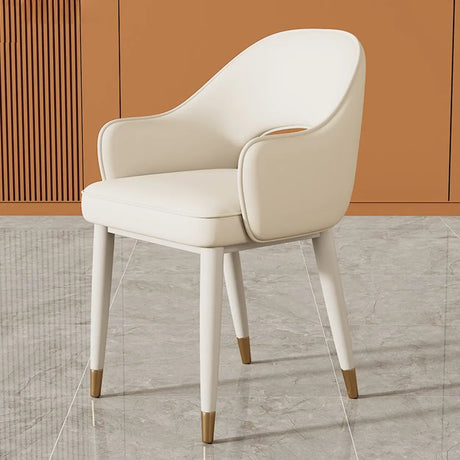 Modern Orange Arm Dining Chair with Upholstered Seat Image - 2