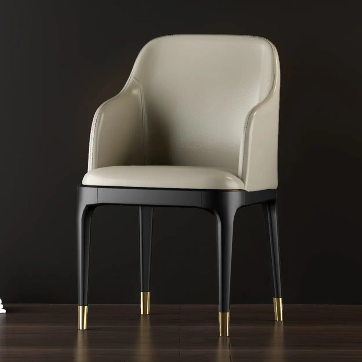 Modern Orange Curved Back Leather Upholstered Dining Chair Image - 10