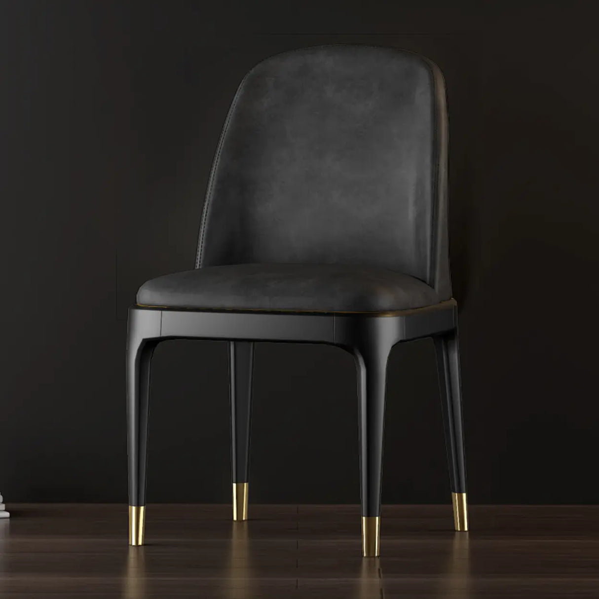 Modern Orange Curved Back Leather Upholstered Dining Chair Image - 13