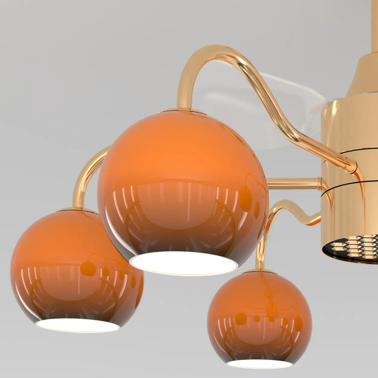 Modern Orange Globe 6-Light Remote Control Ceiling Fan Light Image - 5