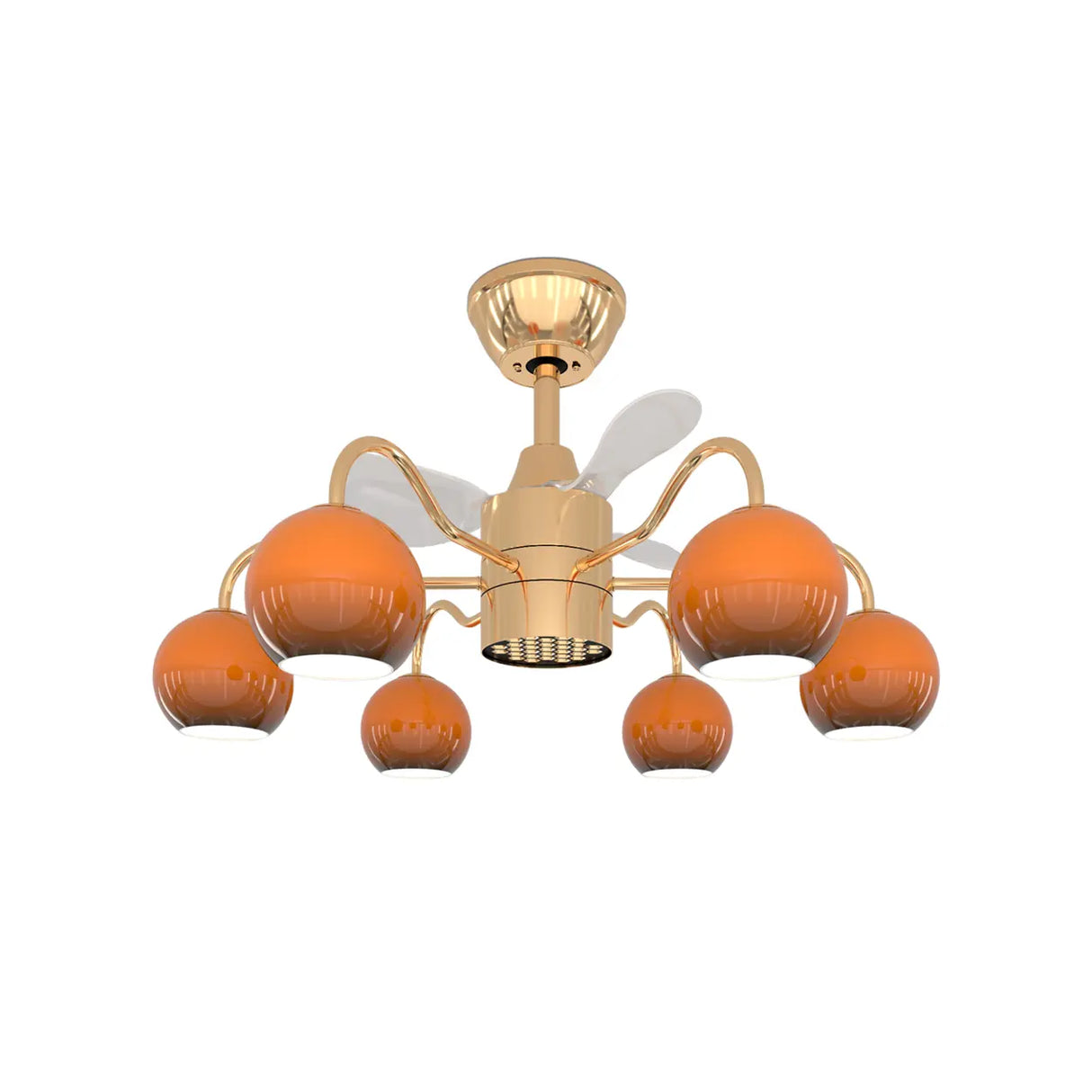 Modern Orange Globe 6-Light Remote Control Ceiling Fan Light Image - 8