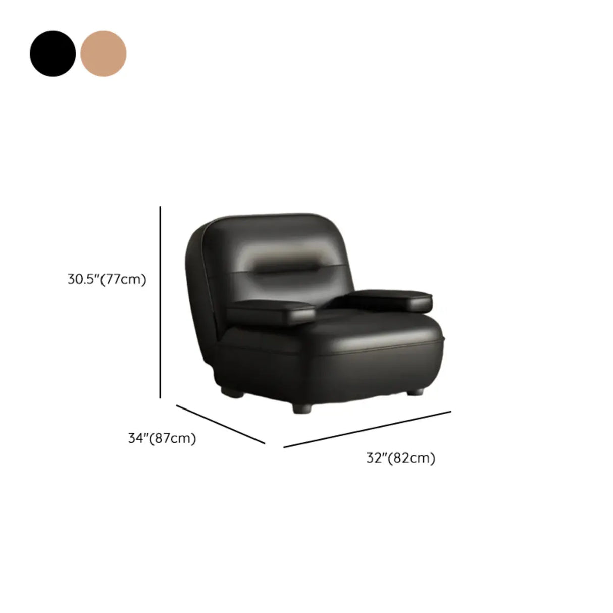 Modern Orange Leather Reclining Accent Chair With Arms Image - 12