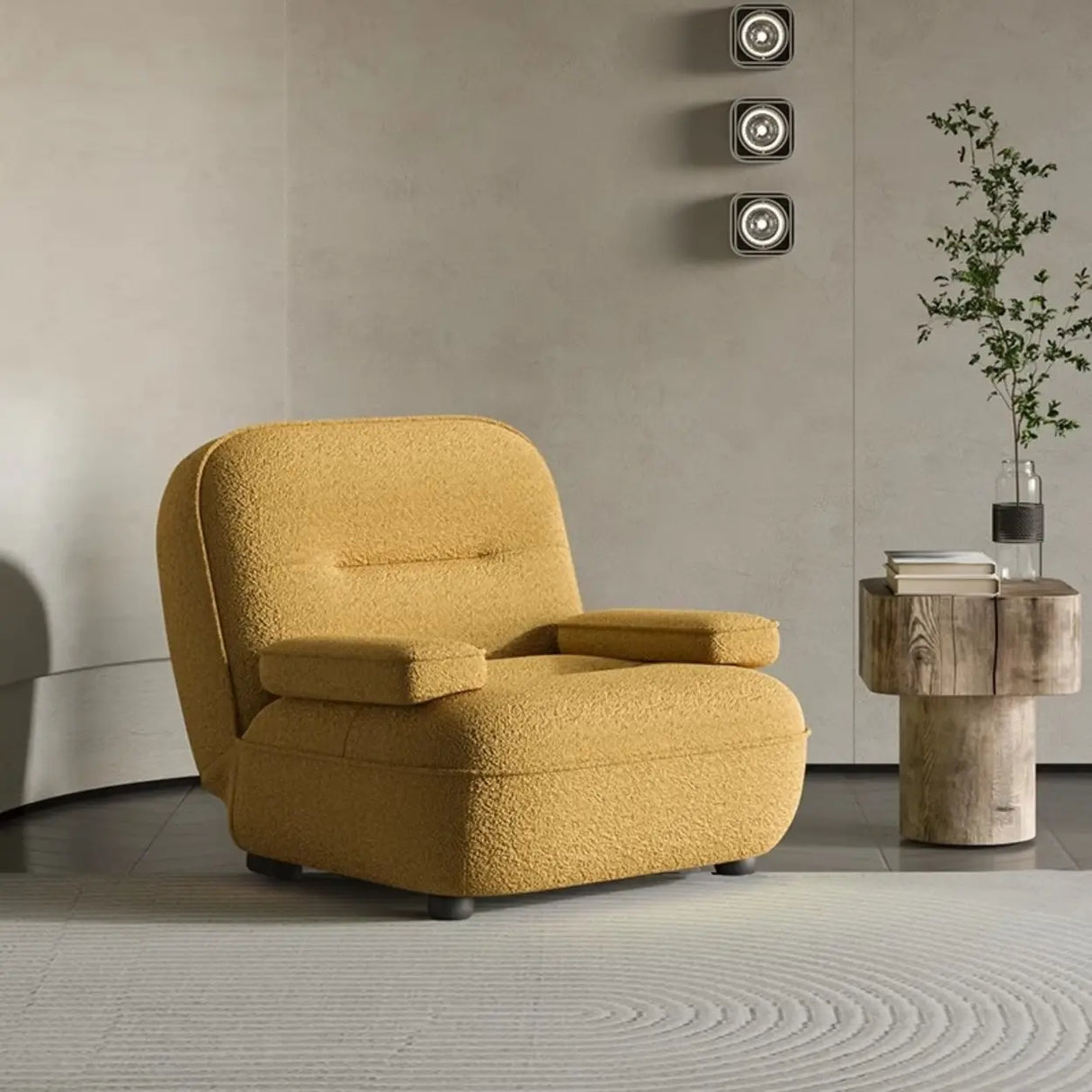 Modern Orange Leather Reclining Accent Chair With Arms Image - 2