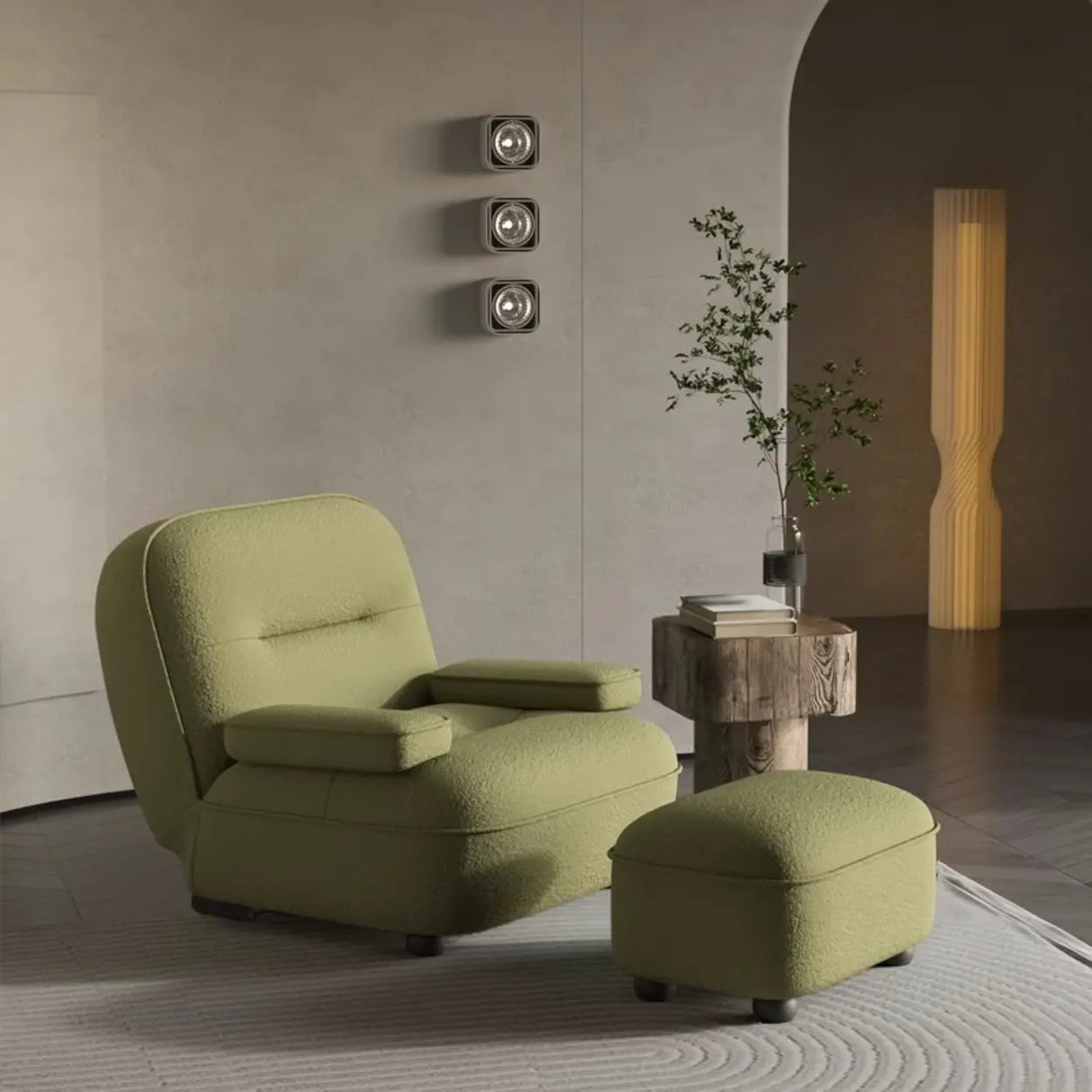 Modern Orange Leather Reclining Accent Chair With Arms Image - 4