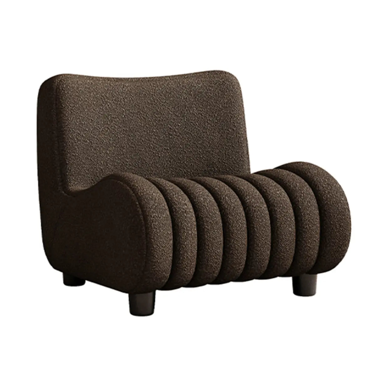 Modern Orange Sherpa Upholstery Lounge Accent Chair Image - 3