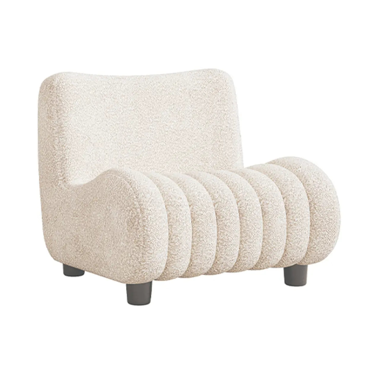 Modern Orange Sherpa Upholstery Lounge Accent Chair Image - 5