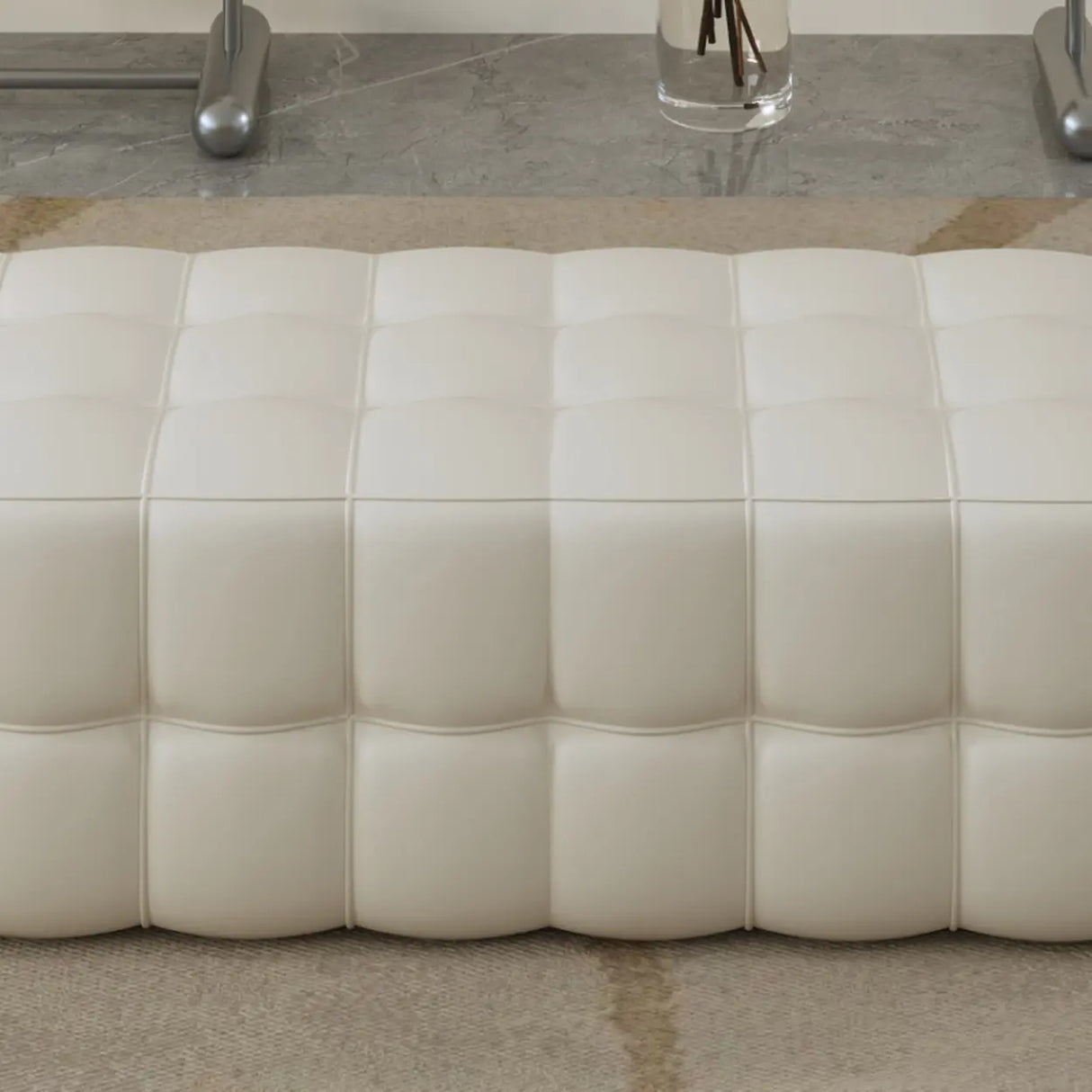 Modern Orange Upholstered Short Height Bedroom Bench Image - 10