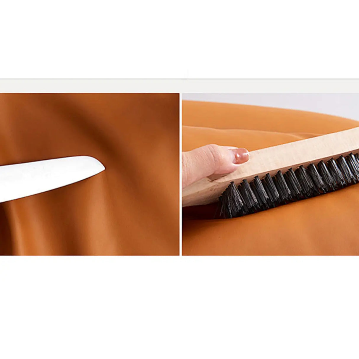 Modern Orange Upholstered Short Height Bedroom Bench Image - 9