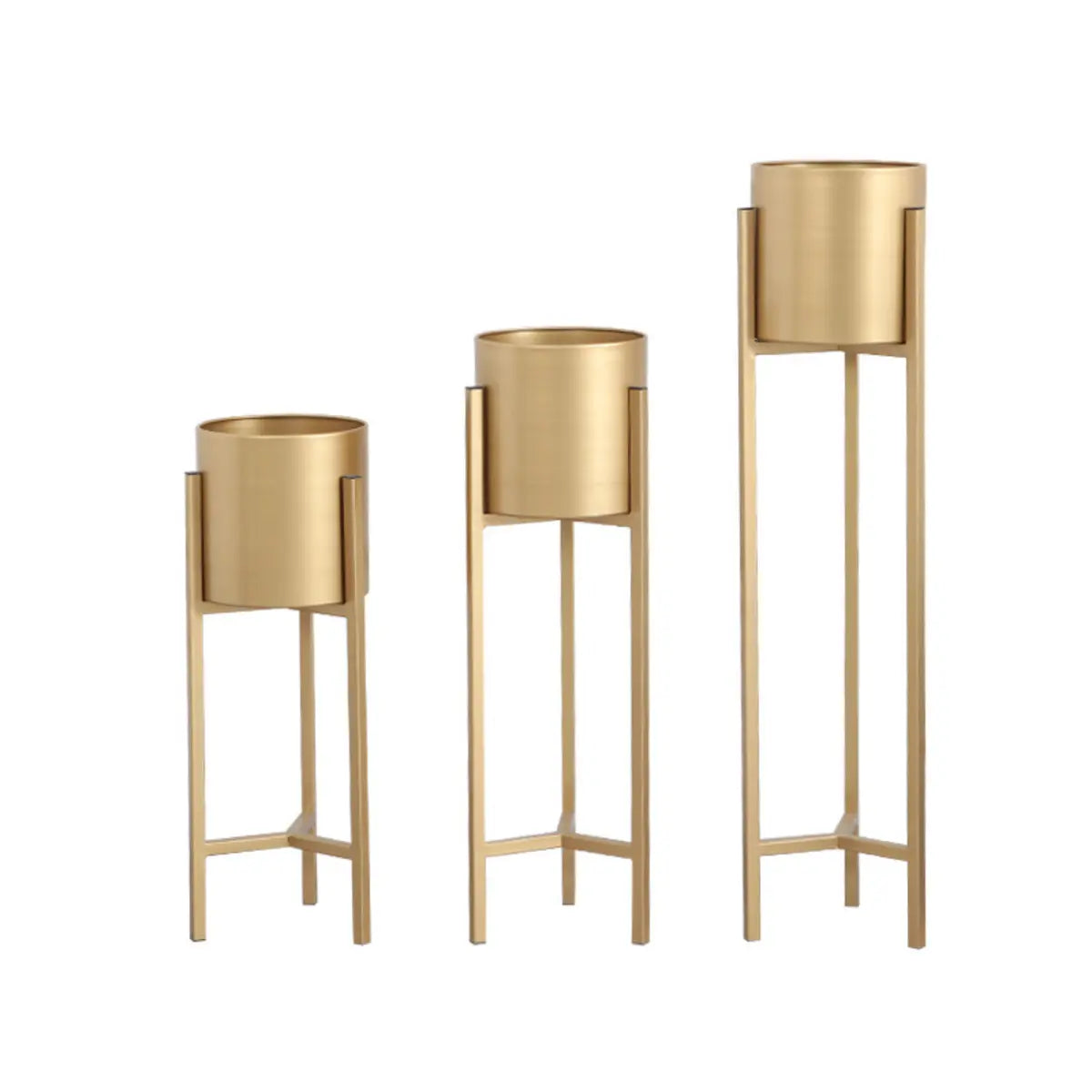 Modern Orbicular Metal Base Floor Plant Stand Gold Image - 5