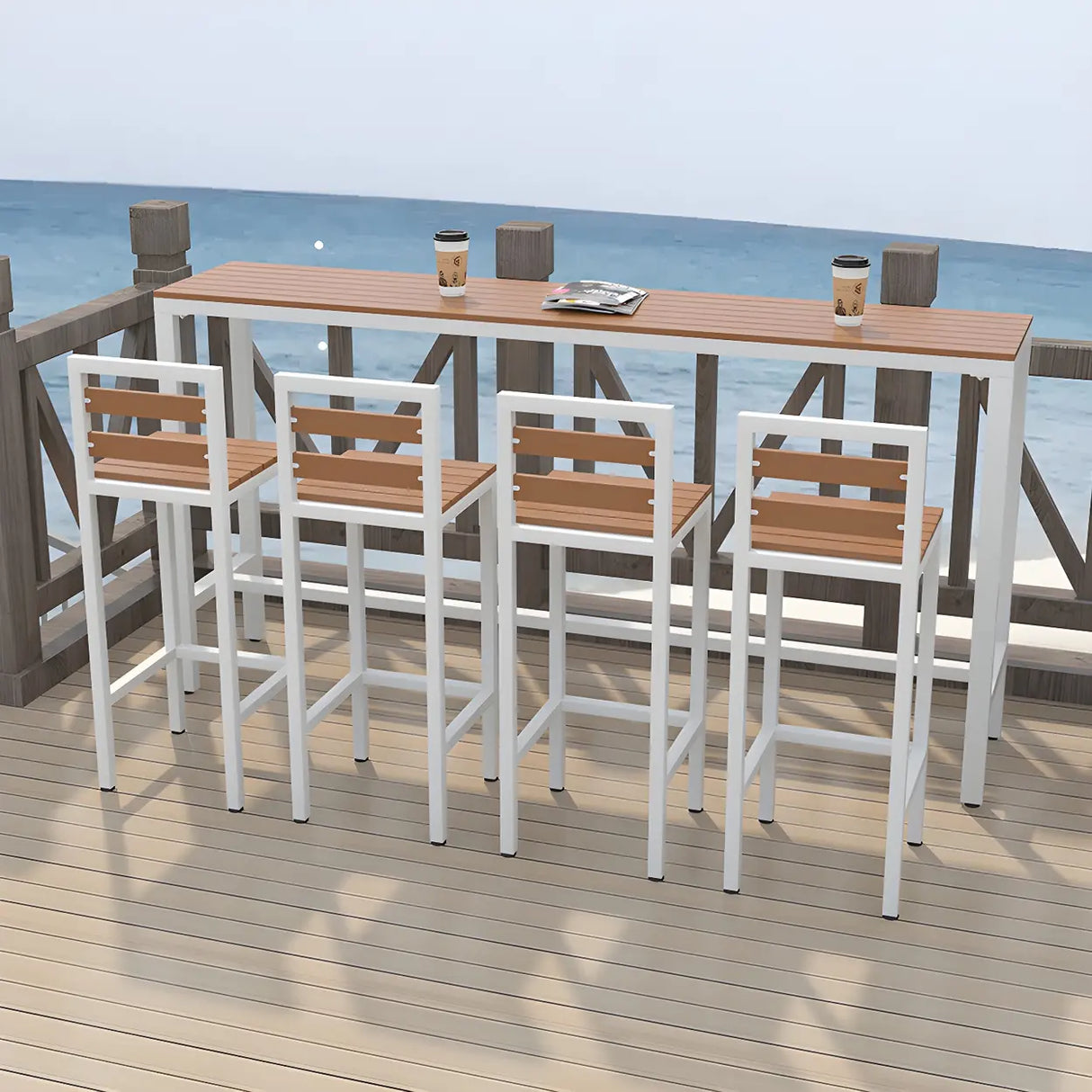 Modern Outdoor Counter Height Bar Table with Footrest Image - 1