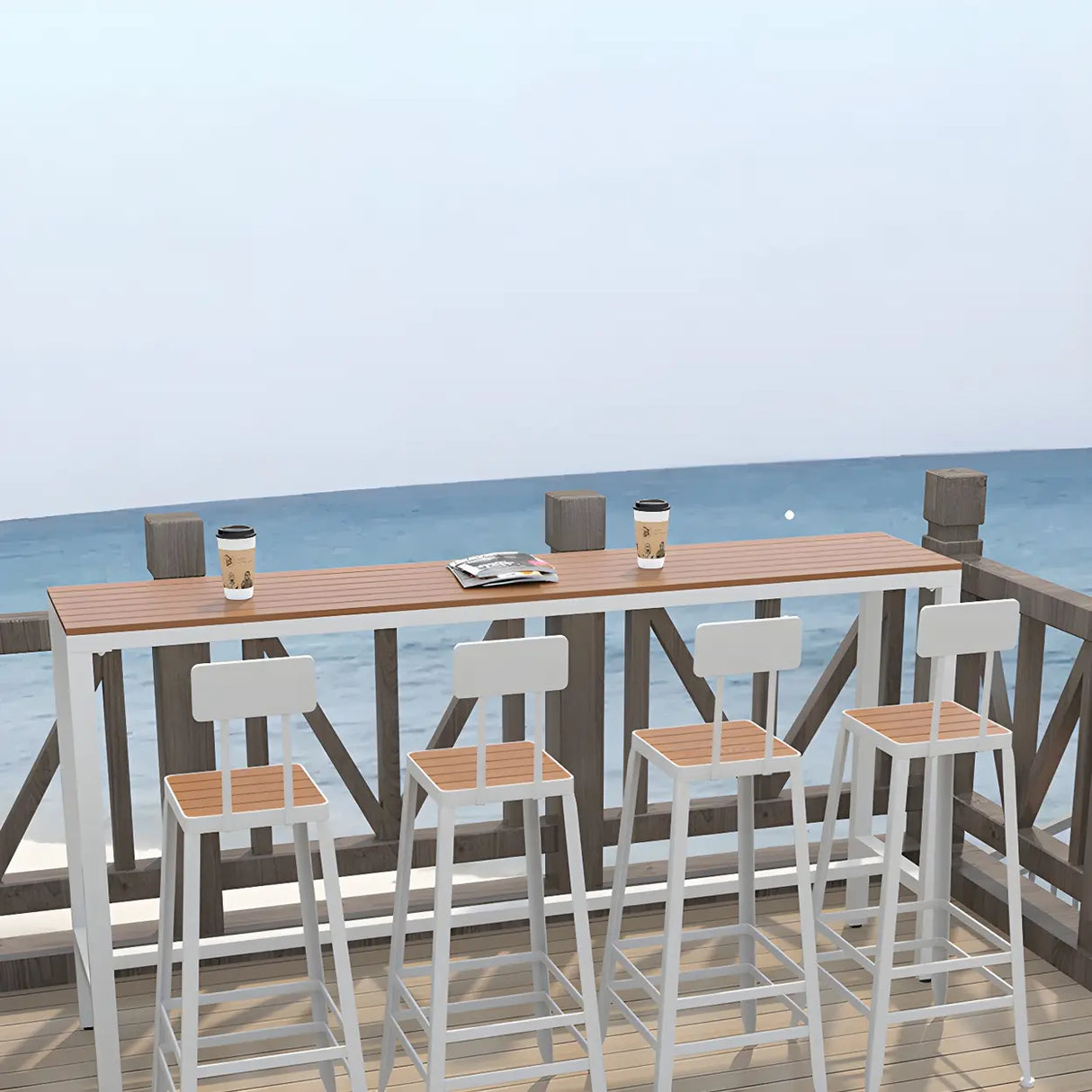 Modern Outdoor Counter Height Bar Table with Footrest Image - 11