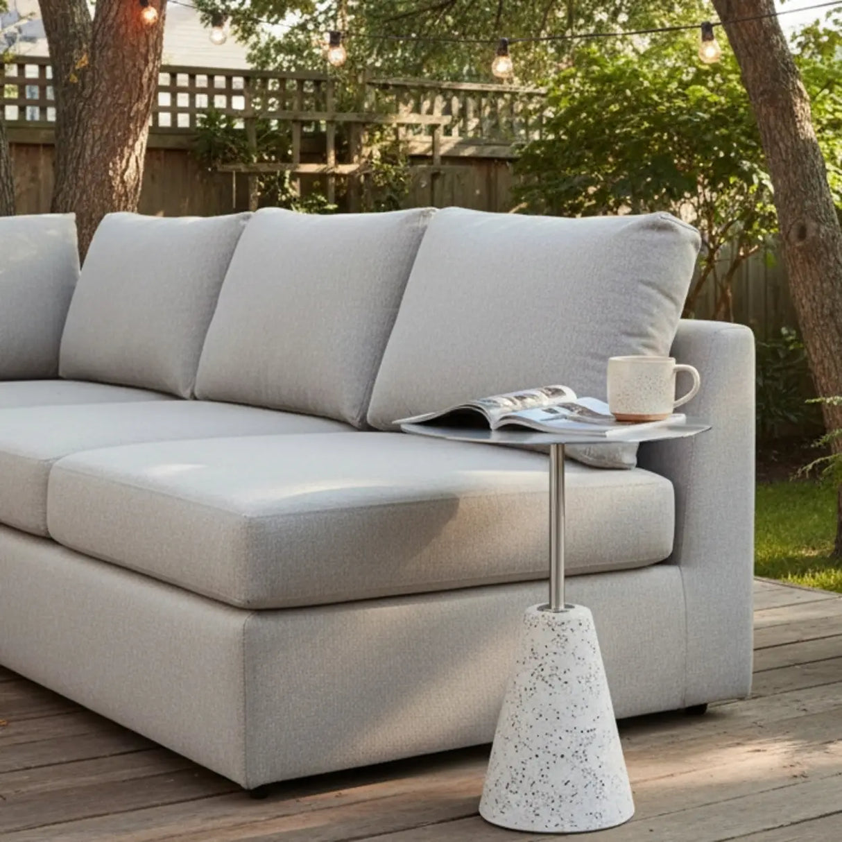 Modern Outdoor Terrazzo Round Stainless Steel Small Patio Table Image - 4