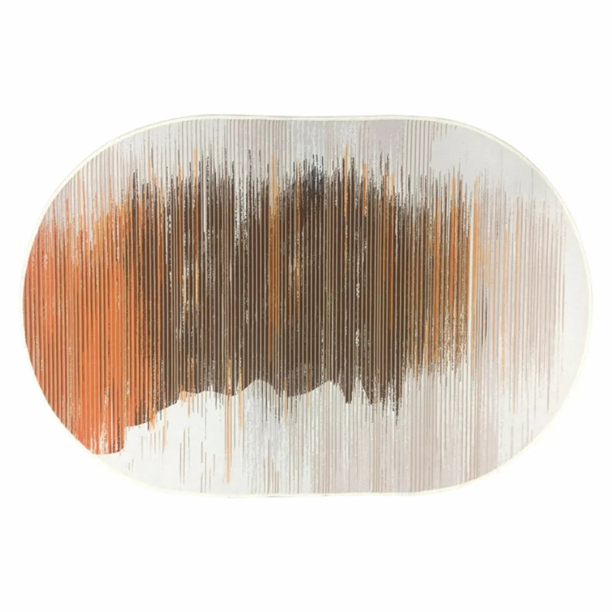 Modern Oval Abstract Polyester Apricot Area Rug Image - 10