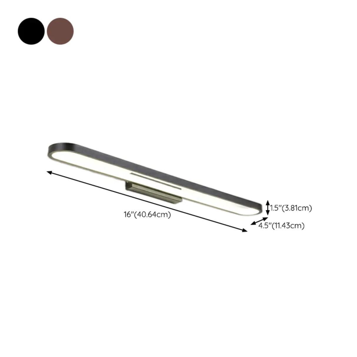 Modern Oval Black Metal and Acrylic Vanity Light