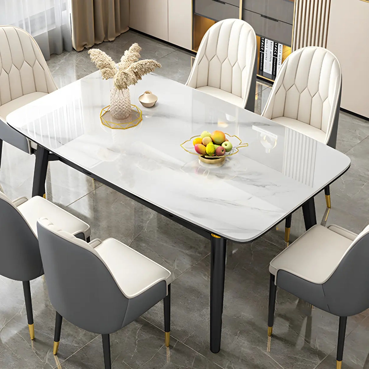 Modern Oval Marble Drop Leaf Scratch Resistant Dining Table Image - 13