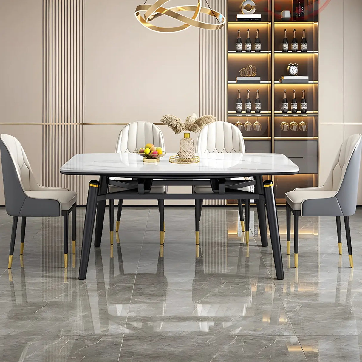 Modern Oval Marble Drop Leaf Scratch Resistant Dining Table Image - 2